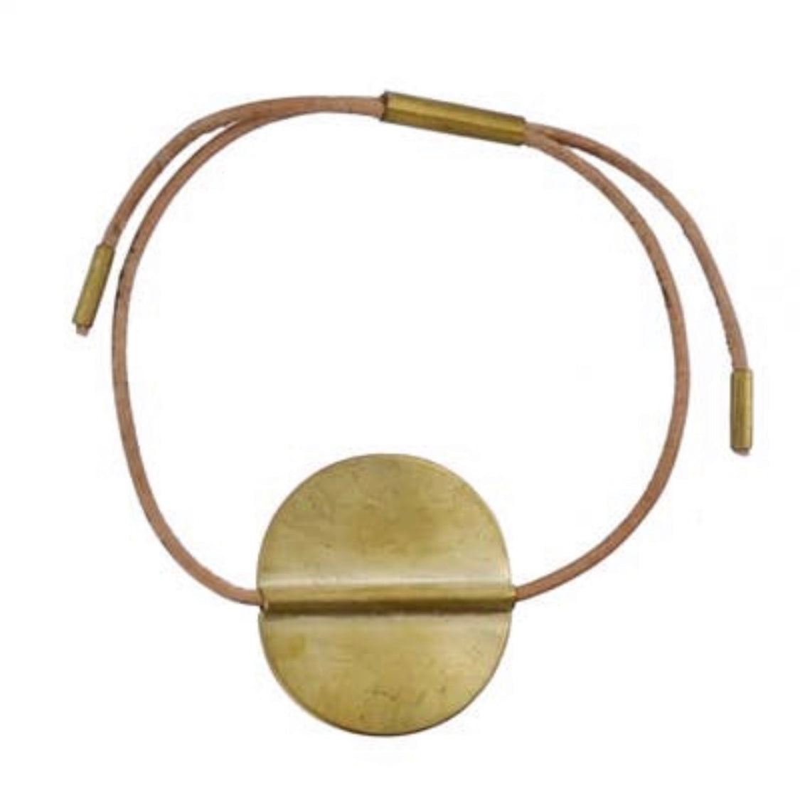 Round Brass Leather Bracelet