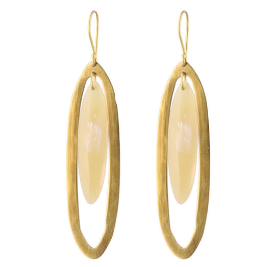 Oval Horn Earrings