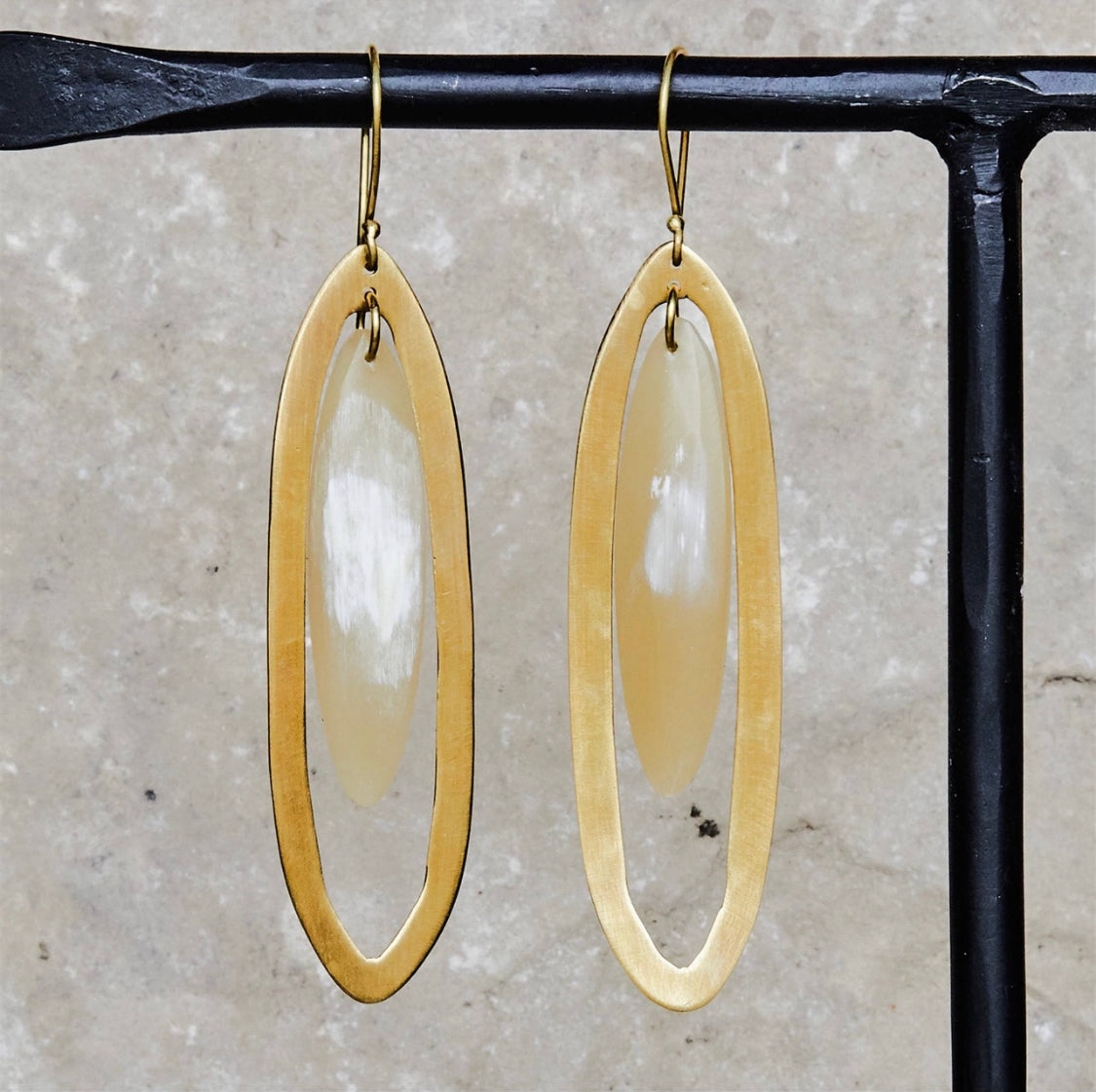 Oval Horn Earrings