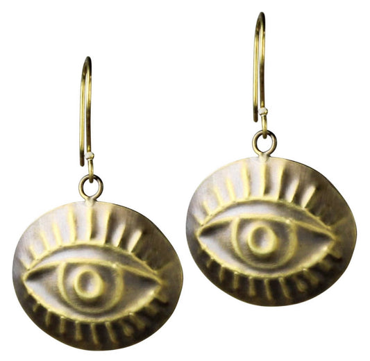 Brass Eye Pendant Earring