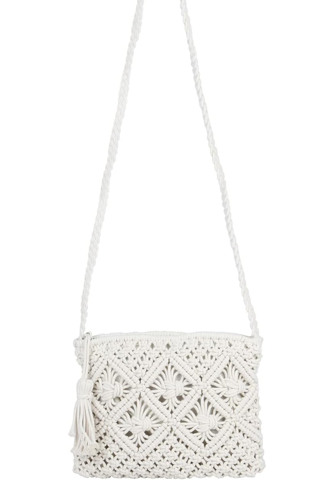 sand macrame cross body