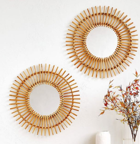 woven bamboo & rattan mirror