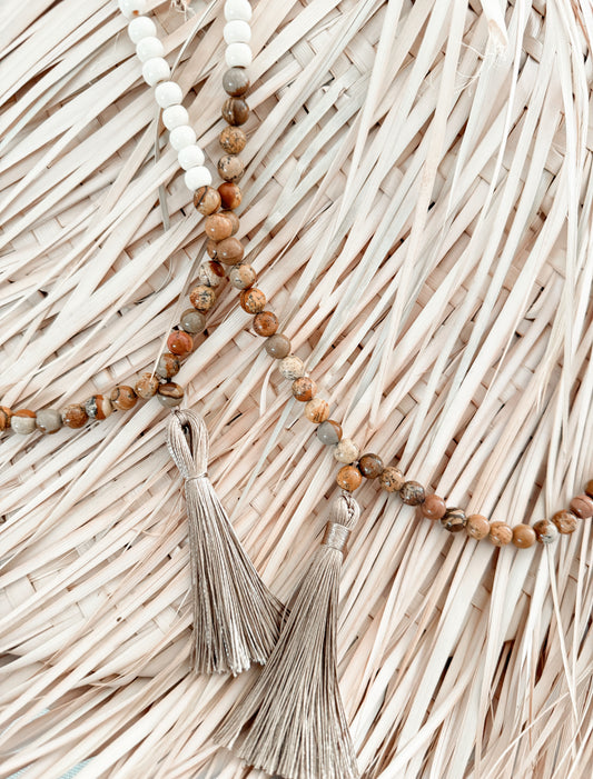 sand & stone tassel necklace