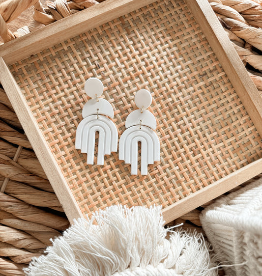 white clay dangle earrings