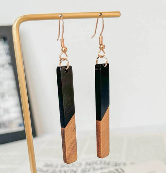 black tourmaline & driftwood earrings