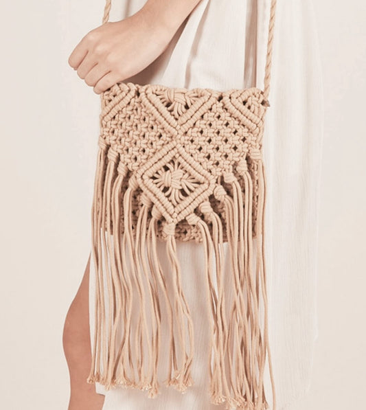 bali brown macrame crossbody