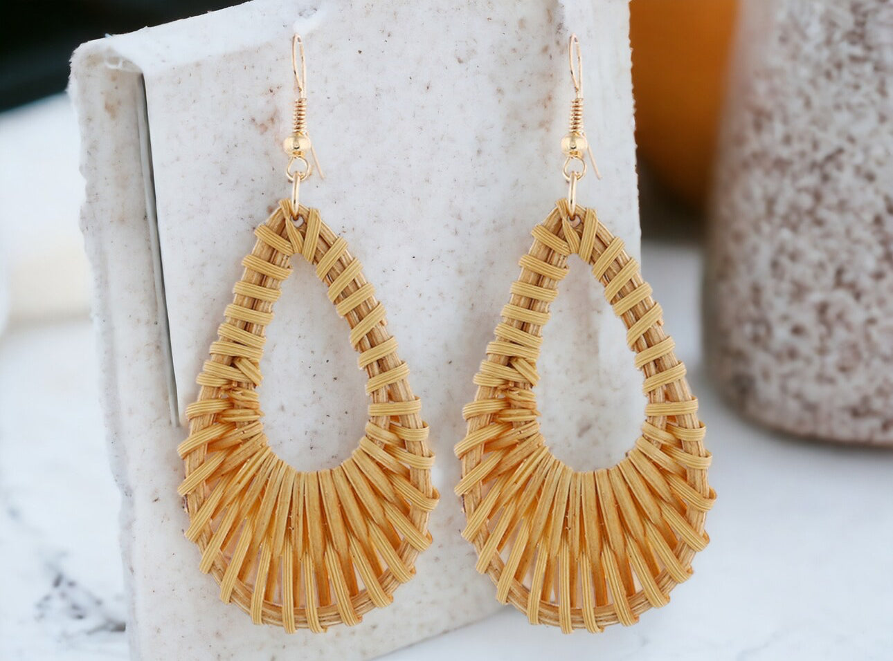 bamboo & rattan drop earrings