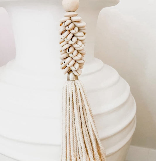 large boho beaded tassel keychain