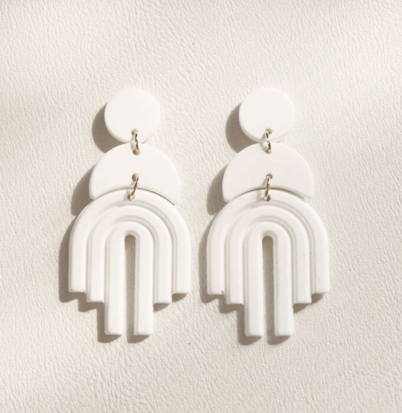 white clay dangle earrings