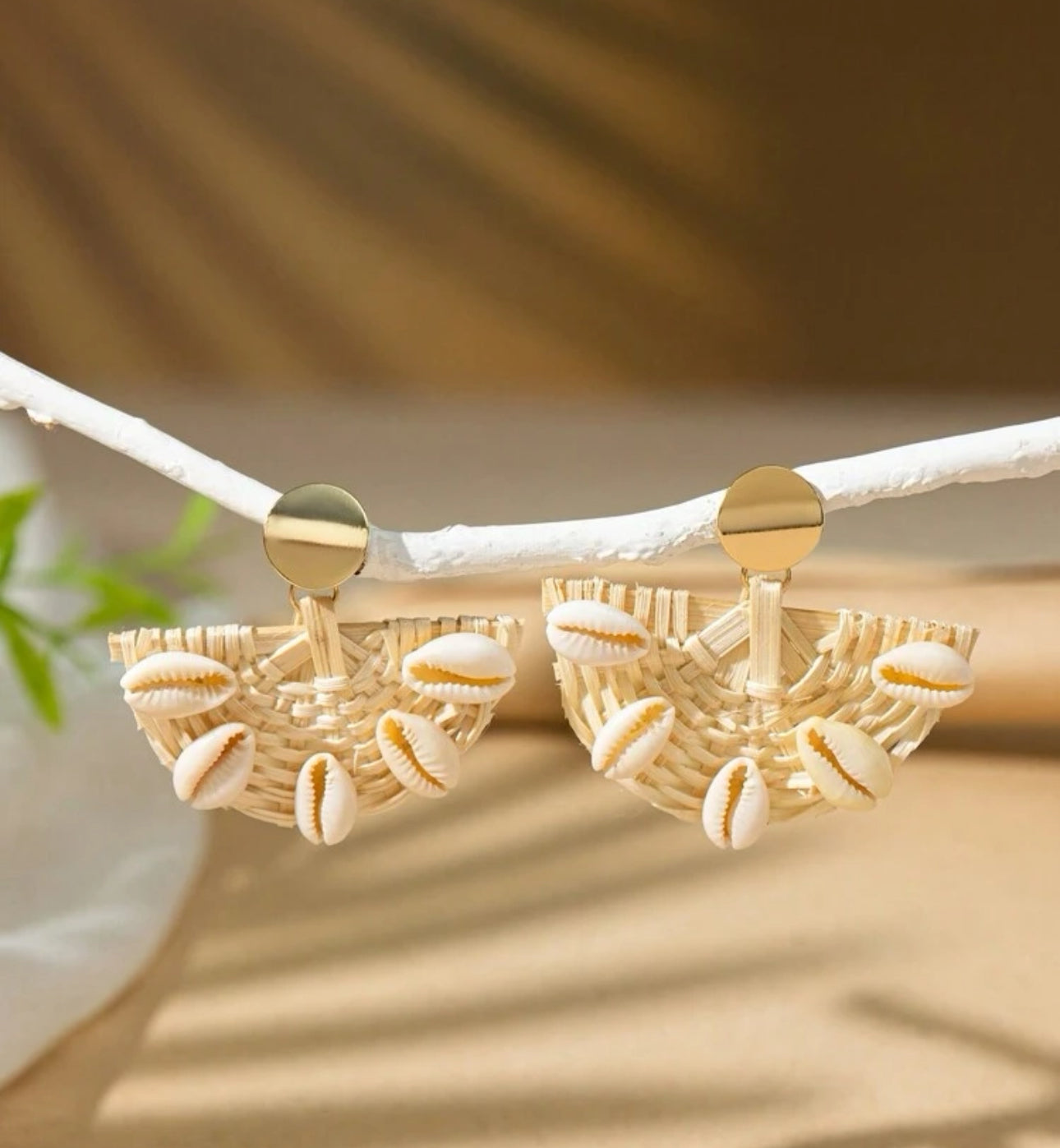 rattan fan earrings