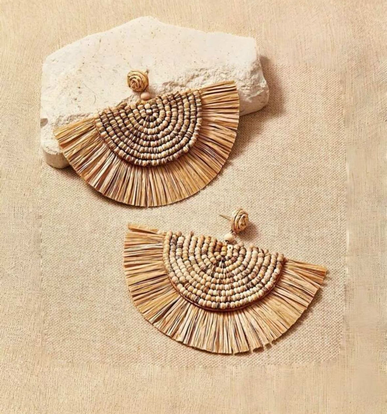 raffia pendant earrings